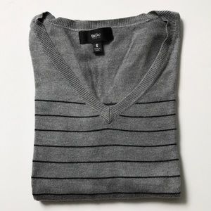 Grey and Black Stripe Mossimo V-neck Sweater